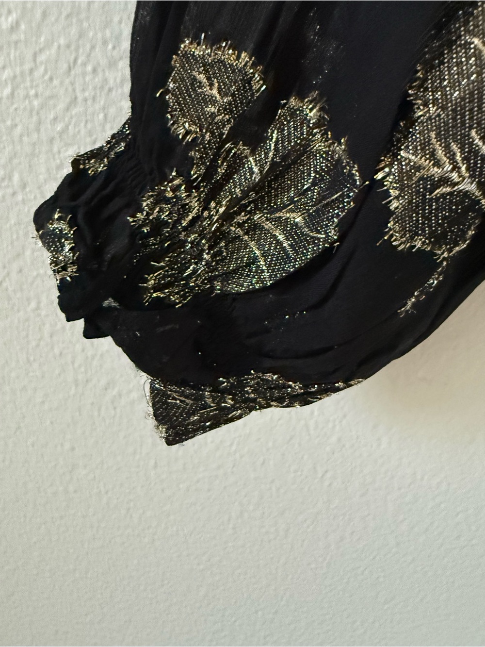 H&M Black Blouse with Metallic Gold Floral Pattern - Picture 3 of 4